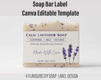 Printable Soap Label, Editable Canva Template, Instant Download