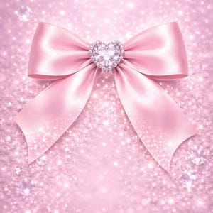 Pink Bow Wall Art • Diamond Heart Bow Print • Sparkly Glam Decor • Girly Vanity Room Art • Instant Download