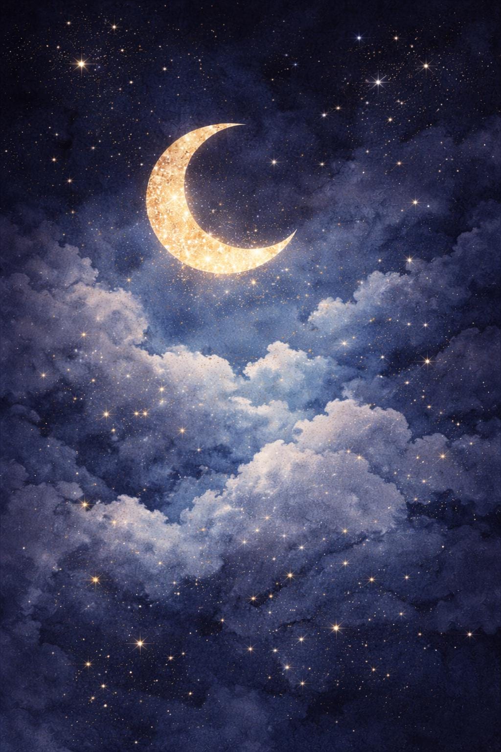 Celestial Night Sky Wall Art Set • Blue & Gold Constellations, Moon and ...