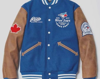 Toronto Blue Jays Roots Varsity Jacket – Royal Blue Wool & Brown Leather Sleeves New Arrivals