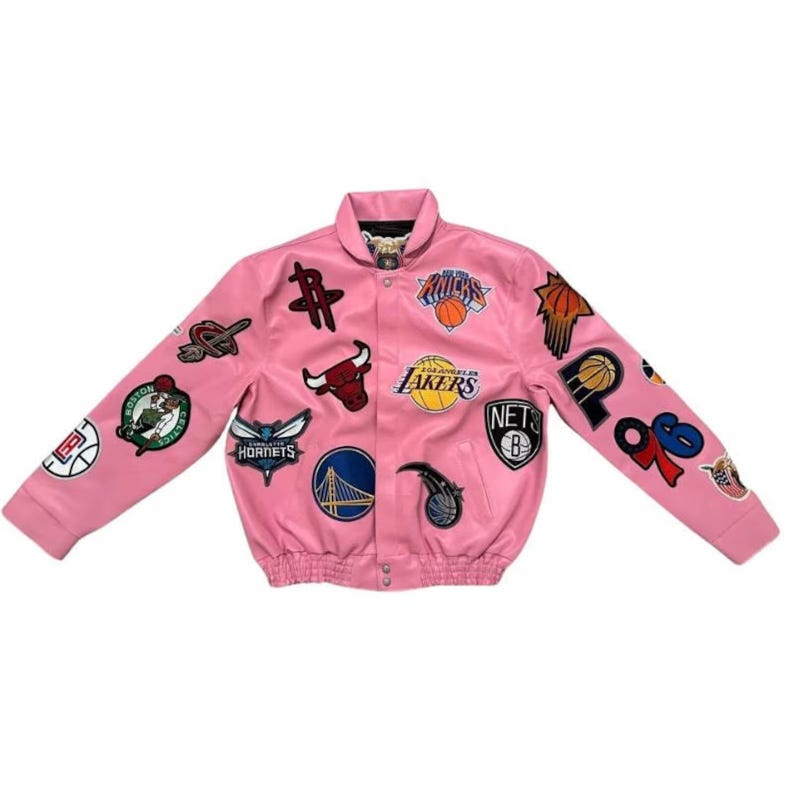 Rosa NBA-lagskollage Jeff Hamilton skinnjacka Ny ankomst bild 1