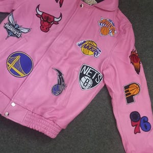 Rosa NBA-lagskollage Jeff Hamilton skinnjacka Ny ankomst bild 3
