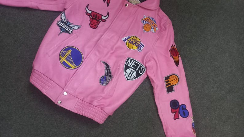 Rosa NBA-lagskollage Jeff Hamilton skinnjacka Ny ankomst bild 3