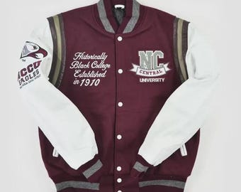 Jaqueta universitária Letterman da Universidade Central da Carolina do Norte