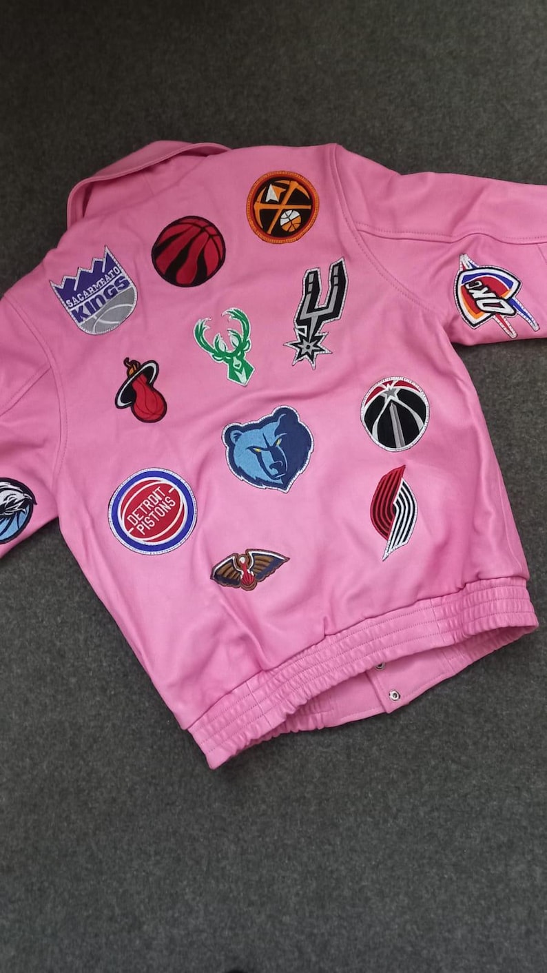 Rosa NBA-lagskollage Jeff Hamilton skinnjacka Ny ankomst bild 6