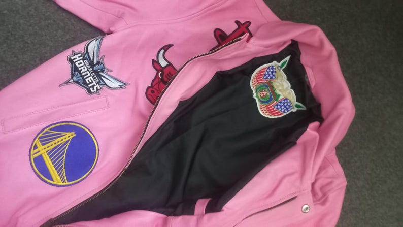 Rosa NBA-lagskollage Jeff Hamilton skinnjacka Ny ankomst bild 4