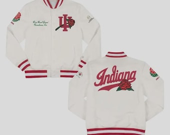Indiana Hoosiers Rose Bowl Varsity Jacket – White Satin Letterman Jacket New Arrivals
