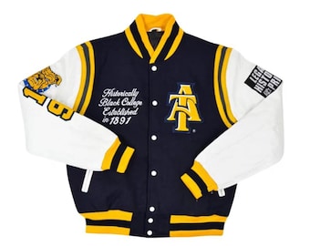 North Carolina A&T State University Aggie Pride Blå Varsityjacka Ny Ankomst