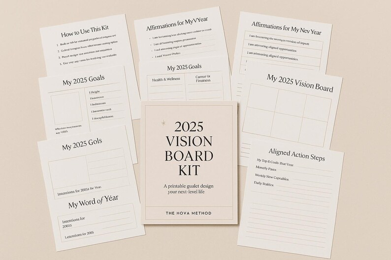 2025 Vision Board Kit Printable | New Year Planner | Goal Setting ...
