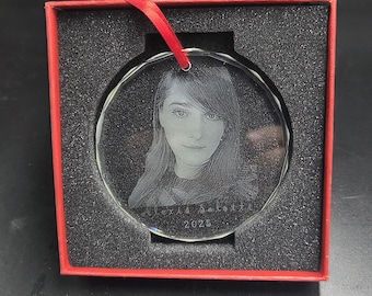 Custom Glass photo quality christmas Ornament.