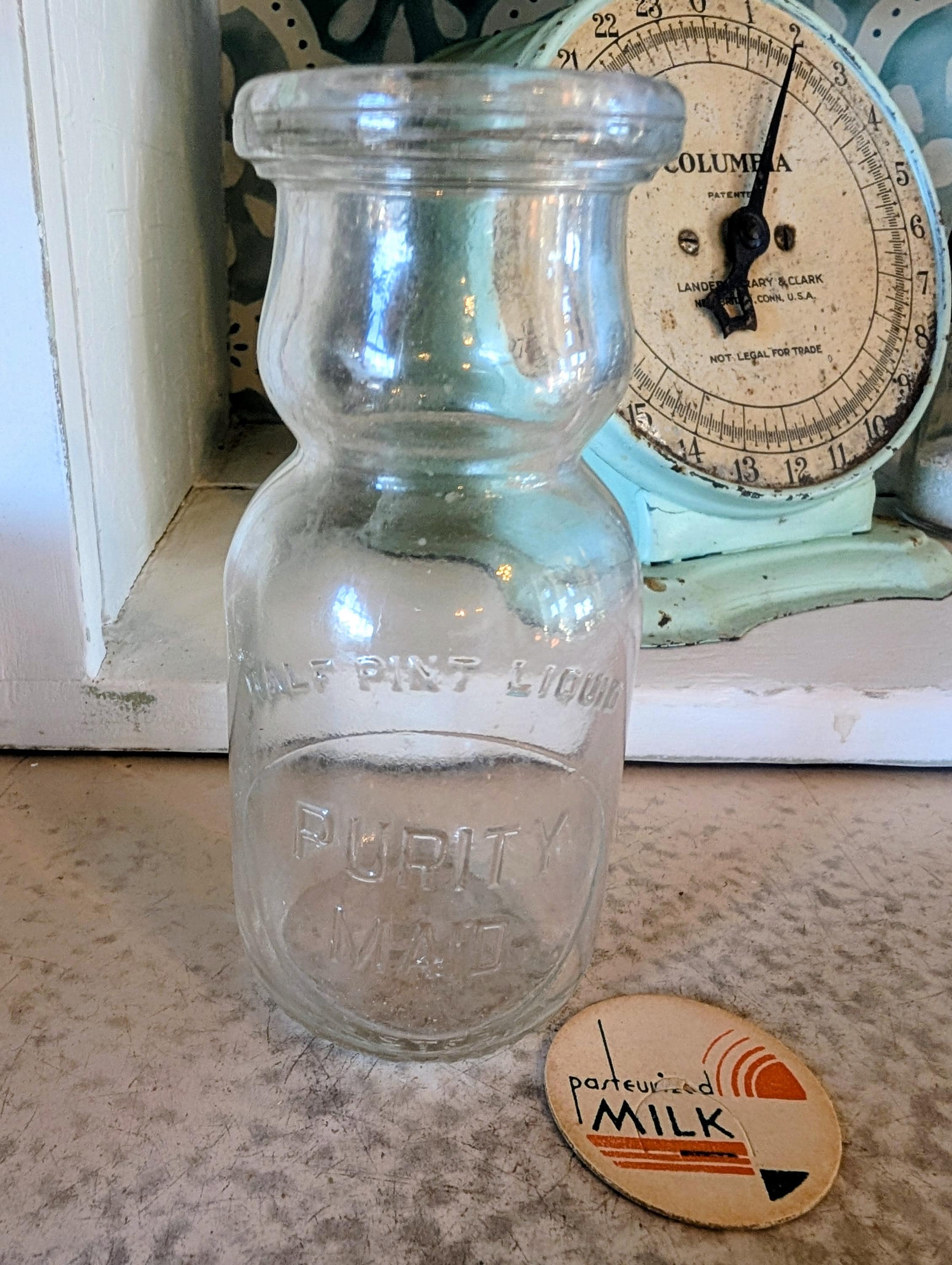 ミルクバス　ビンテージ　クリーム Cream Top Vintage Half Pint Milk Bottle - Etsy