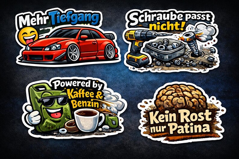 Funny Car & Tuning Stickers – Sticker Sheet 170 X 110 Mm – Car Guy ...
