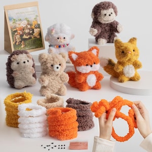 Fuzzy Cute Plushies DIY Craft Kit Set For 6 - Gift for kids, mom and her, Christmas Holiday Gift, Home Decor, Perfect for Beginners