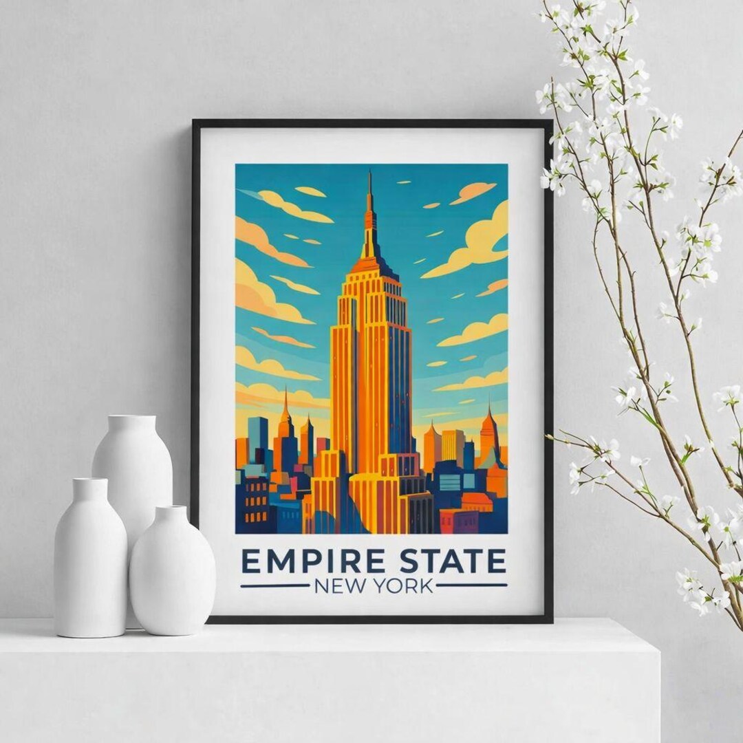 Empire State Building Print, NYC Skyline Art, New York Poster Wall Art ...