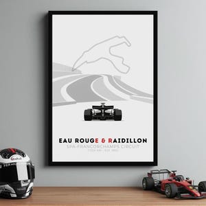 Spa-Francorchamps Eau Rouge and Raidillon Print, Spa Minimalist Wall Art, Track Outline Poster, Open Wheel Car, Motorsport Gift
