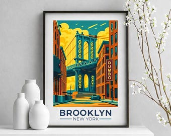 Brooklyn DUMBO Manhattan Bridge Art Print, New York Poster Wall Art (Digital Download)