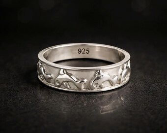 Sterling Silber Fisch Ring - Unisex Minimalist Band