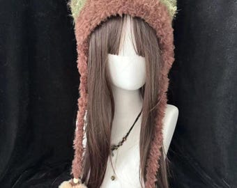 Women\'s Brown Winter Beanie Hat Cute Cat/Bear Ear Hat with Internal Support Yoodem,beanie for women,trapper hat,Cute Bear Ears Hat  main image 4