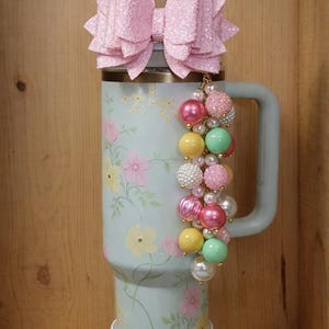 BaubleLX™ Spring Blossom Bauble Straw Charm And Handle Charm Luxury Tumbler Accessory Soft Cream Gold  Easter -New Variant-