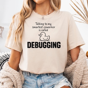 Duck Debugging T-Shirt for Software Developers, Minimal Rubber Duck Nerdy Programmer Tee, Insider Tech Humor Gift for Coding Pros