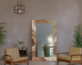 Personalized Tempered Glass Rectangular Mirror, Modern Wall Accent