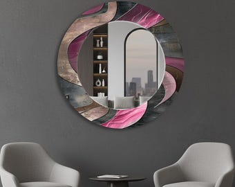 Espelho decorativo redondo, espelho de parede circular moderno para quarto, sala de estar ou corredor, decoração minimalista e elegante para casa.