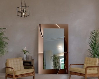 Rectangular Tempered Glass Wall Mirror, Modern Home Decor