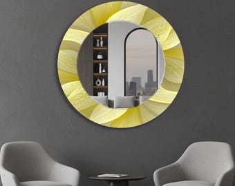Boho Round Wall Mirror Decor, Luxury Modern Circle Mirror for Bedroom Living Room Entryway, Minimal Chic Wall Accent
