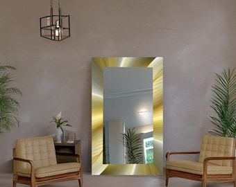 Personalized Tempered Glass Rectangular Wall Mirror, Modern Home Accent