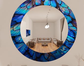 Espejo de pared redondo de vidrio templado personalizado, decoración circular moderna.