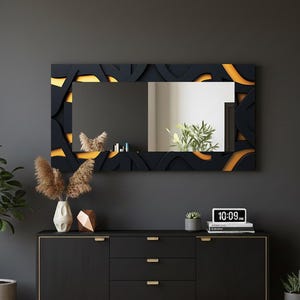 Stor rektangulär väggspegel i härdat glas, modern heminredning