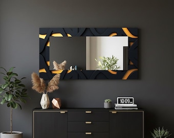 Large Rectangular Tempered Glass Wall Mirror, Modern Home Decor