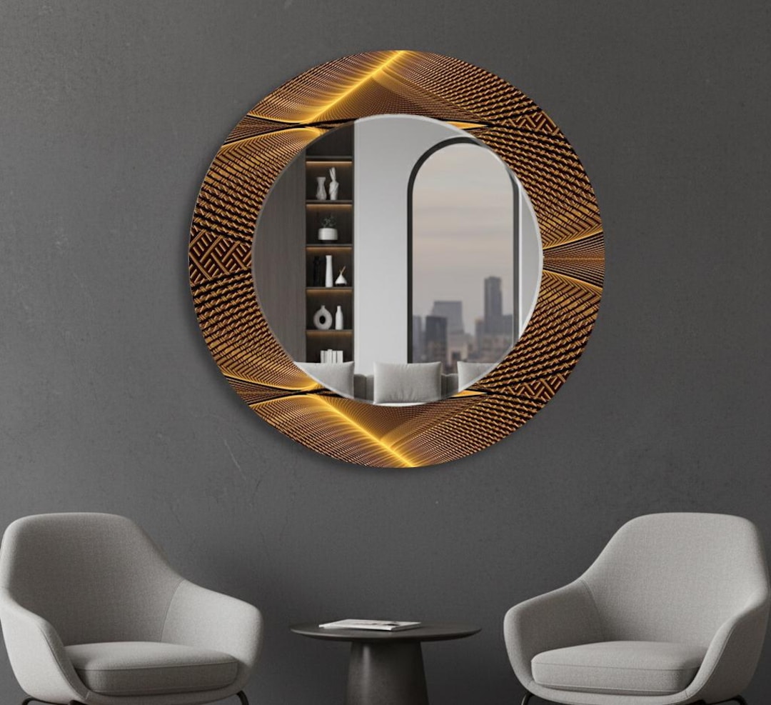 Round Mirror Frame Design Modern Round Mirror – Tempered Glass Frame Decorative Wall Accent - Etsy
