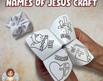 Nomi di Gesù, gioco di acchiappa-pidocchi da colorare, indovino di Natale stampabile, gioco di Avvento cristiano con la carta, memorizzazione di versetti biblici