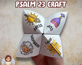 Salmo 23: Acchiappa-pidocchi da colorare e creare, Il Signore è il mio pastore: gioco di carta, indovino biblico, memorizzazione del versetto biblico del Salmo 23