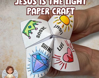 Gesù è la Luce del Mondo - Gioco di disegno e creazione con la carta, Gioco di carta cristiano, Risplendi per Gesù - Indovino biblico stampabile