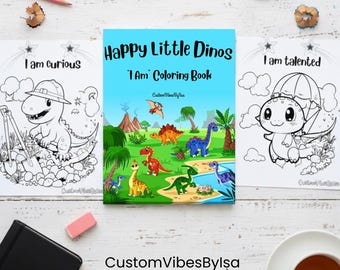 Happy Little Dinos-  “I Am” Toddlers 10 page Coloring Book (Printable)
