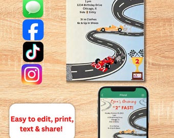 Race Car Birthday Invitation Template