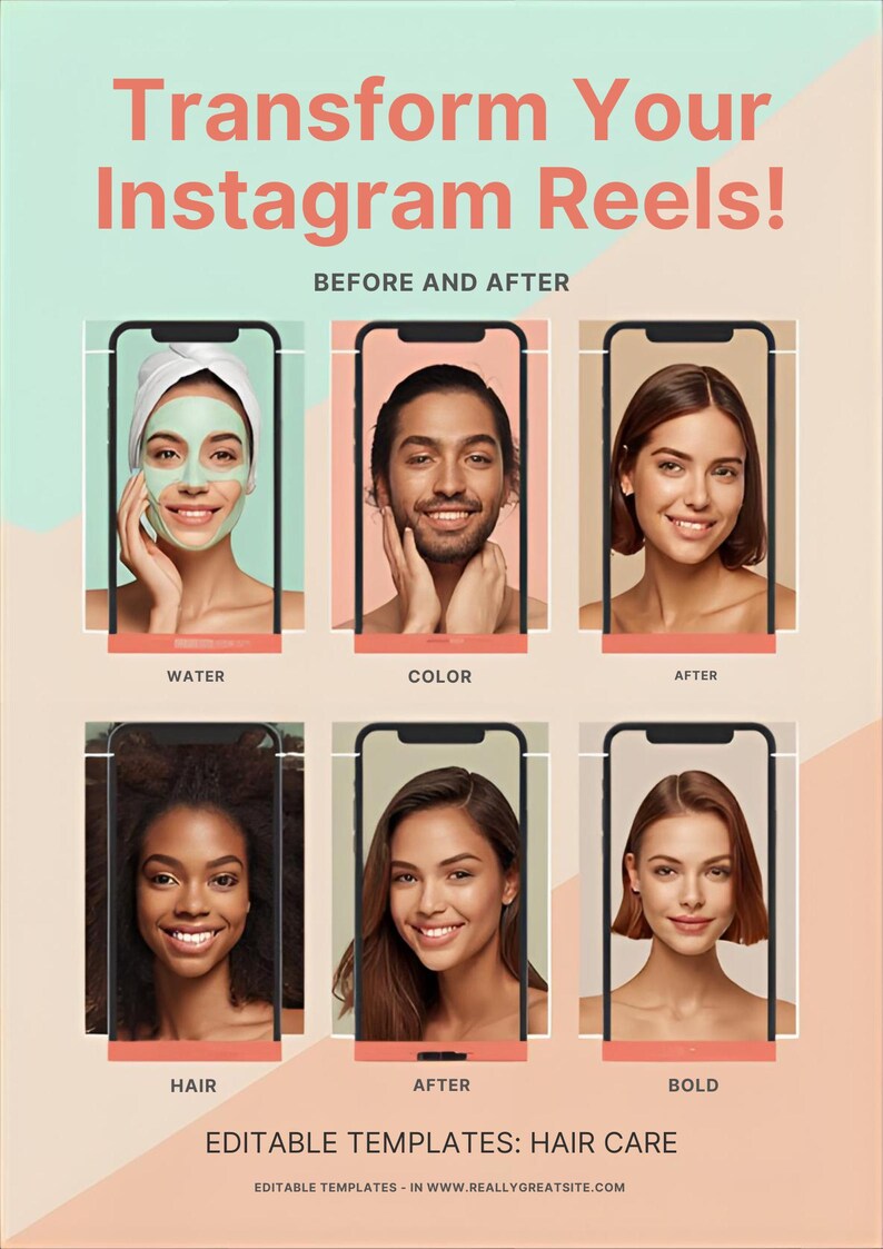 Instagram Reels Before and After Templates | Editable Canva Social Media Video Templates ...