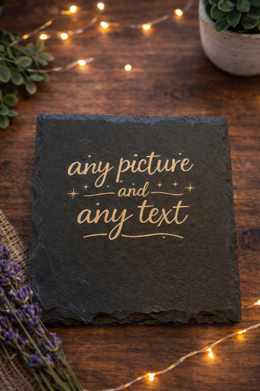 Personalised Slate Coaster – Custom Engraved Gift, Rustic Home Decor - Etsy