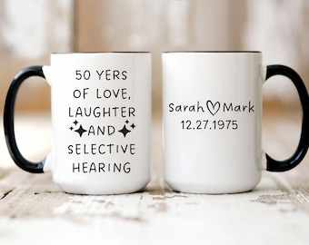 Funny 50th Anniversary Gift for Parents Custom 50th Mug Golden Wedding Gift Personalized 50 Years of Marriage Mug for Mom And Dad
