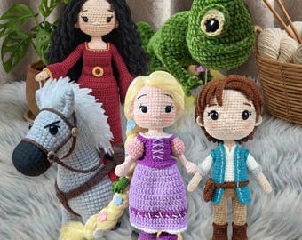 Handmade Rapunzel Crochet Dolls, Fairy Tales Lost Princess Amigurumi, Rapunzel Characters Birthday Plushie, Comission Princess Toy Amigurumi