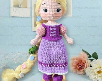 Rapunzel Handmade Crochet Dolls, Fairy Tales Lost Princess Amigurumi, Rapunzel Birthday Girl Plushies, Comission Princess Plushie Amigurumi