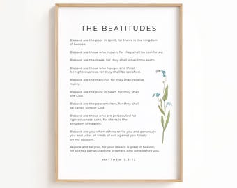 Matthew 5:3-11 The Beatitudes, Sermon on the Mount, Bible Verse Wall Art, Scripture Digital Downloads, Christian Gifts