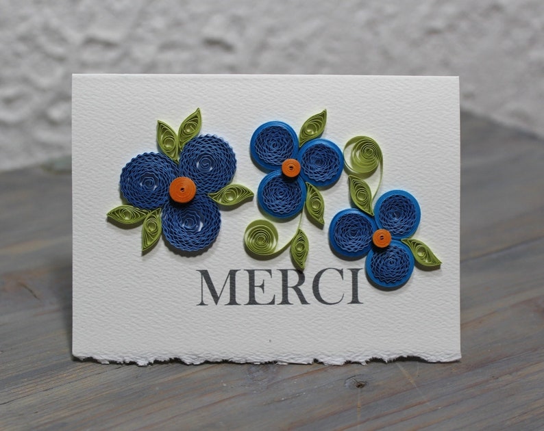 thank you card quilled cards blank card quilled flowers etsy
