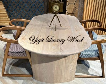 Stół kuchenny z owalną podstawą z litego orzecha włoskiego, meble do jadalni z naturalnego drewna