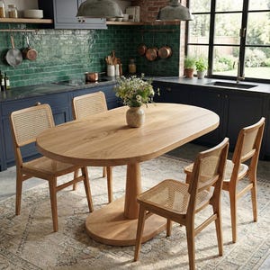 Solid Wood Oval Kitchen Table, Oval Pedestal Table - Etsy