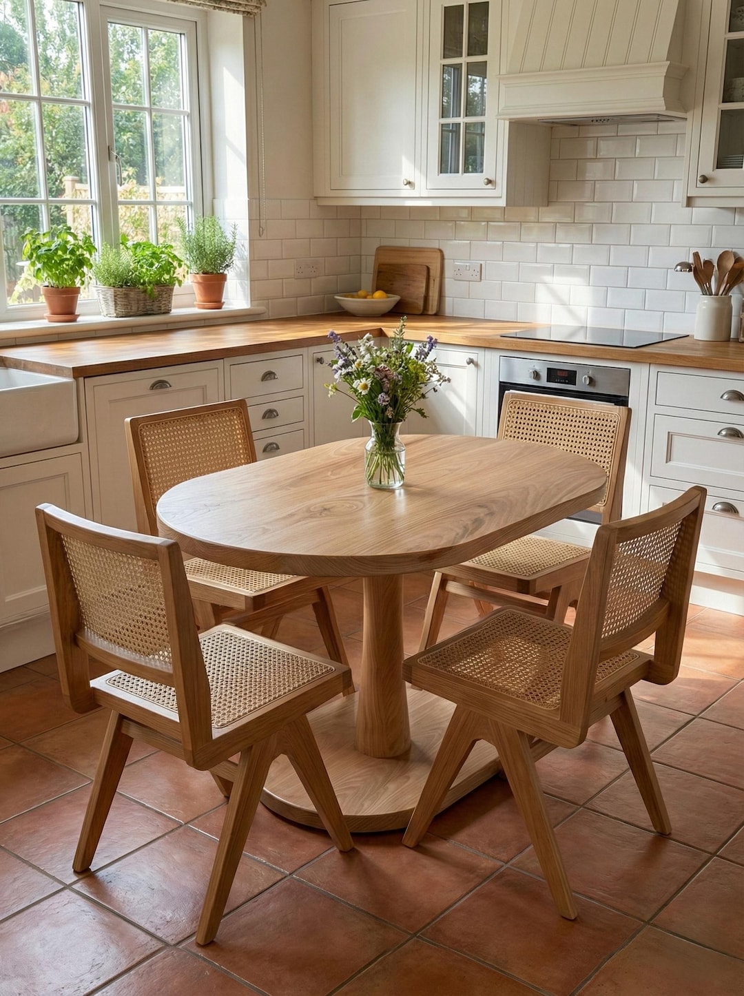 Solid Wood Oval Kitchen Table, Oval Pedestal Table - Etsy