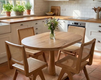 Solid Wood Oval Kitchen Table, Oval Pedestal Table