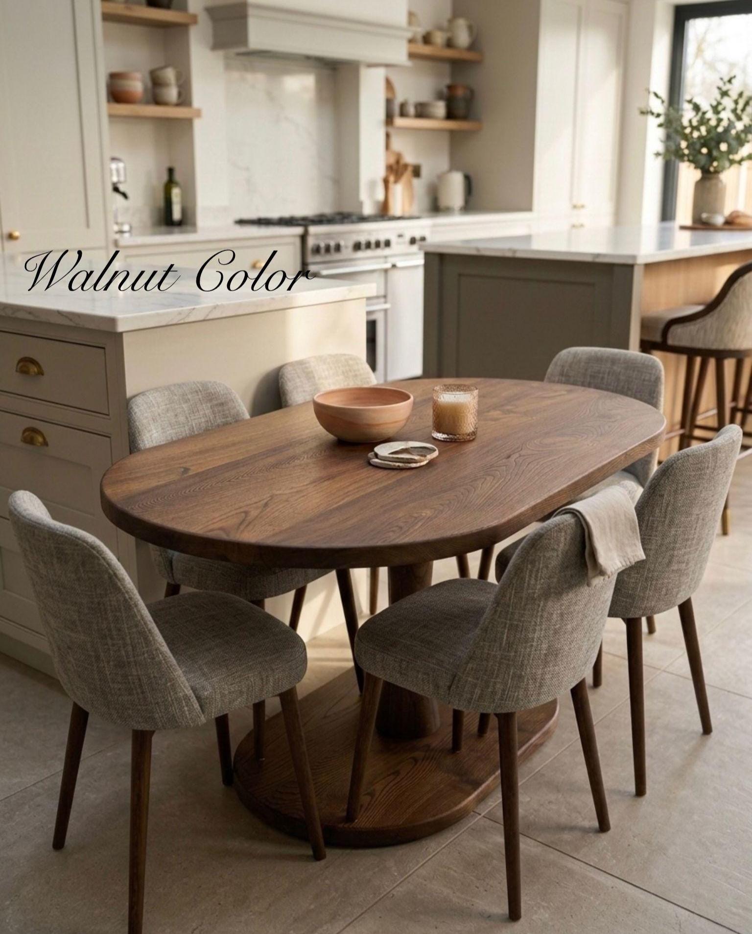 Solid Wood Oval Kitchen Table, Oval Pedestal Table - Etsy UK